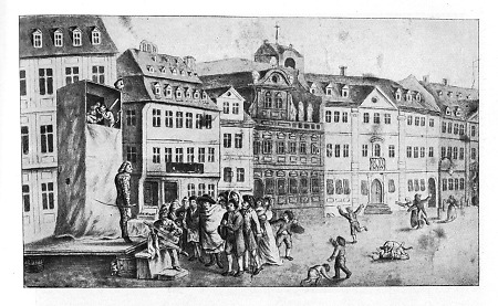 Kasperletheater auf der Frankfurter Zeil, um 1800