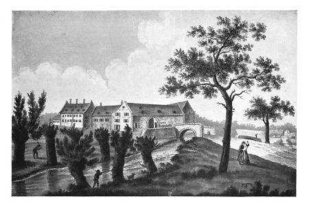 Ansicht von Hof Rebstock im Westen Frankfurts, um 1810