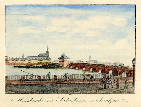 Ansicht von Mainbrücke und Sachsenhausen, 1825
