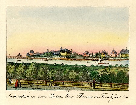 Blick von Frankfurter Untermaintor über den Main nach Sachsenhausen, 1825