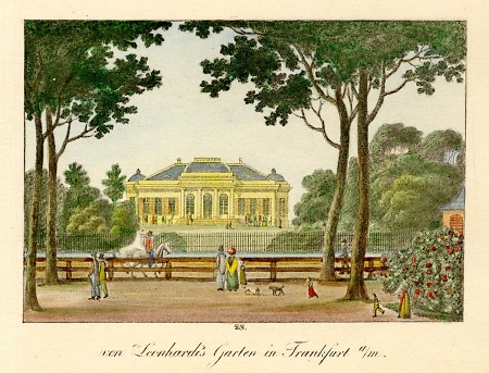 Ansicht der Villa Leonhardi mit Garten, 1825