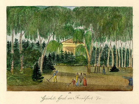 Ansicht des Grabs von Jakob Guiollett in der Nähe des Rechnereigrabenweihers, 1825