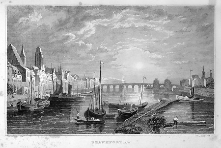 Ansicht Frankfurts mit steinerner Brücke, 1832
