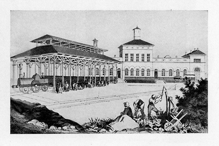 Ansicht des ehemaligen Taunusbahnhofs, um 1840