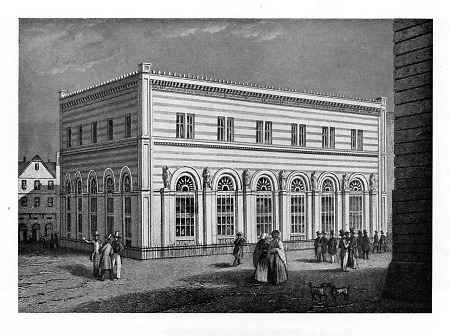 Ansicht der Alten Börse vom Paulplatz aus, nach 1843