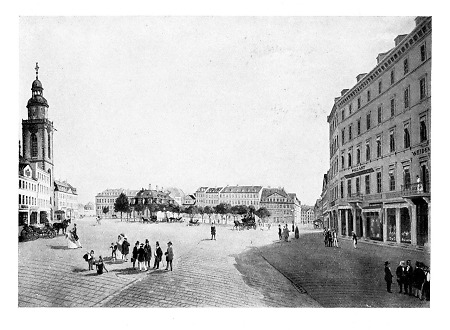 Ausschnitt aus Enslens Panorama der Frankfurter Zeil mit Paradeplatz an der Hauptwache, 1848