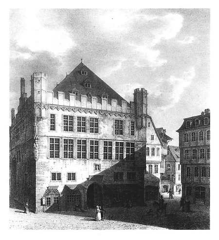Ansicht des Steinernen Hauses, um 1850