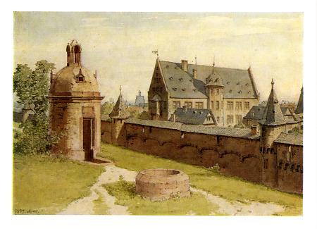 Ansicht des Waisenhauses auf dem Klappenfeld, vom Wall über dem Friedberger Tor aus gesehen, 1859