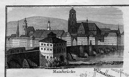 Ansicht der Mainbrücke mit Dom, 1867
