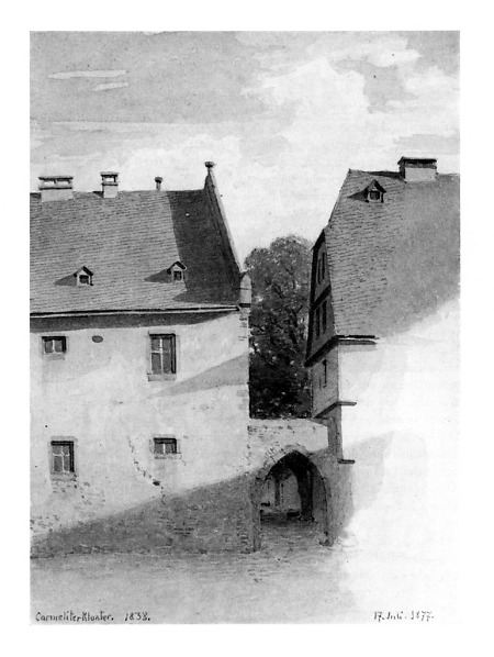 Eingang zum Karmeliterkloster von der Münzgasse, 1877