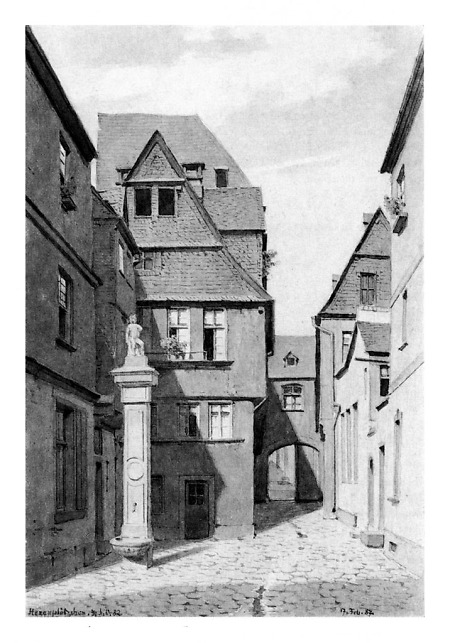 Ansicht des Hexenplätzchens an der Alten Mainzer Gasse, 1887