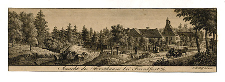Ansicht eines Forsthauses nahe Frankfurt, nach 1750