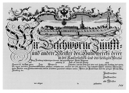 Anischt von Friedberg auf einer Handwerkskundschaft, nach 1768