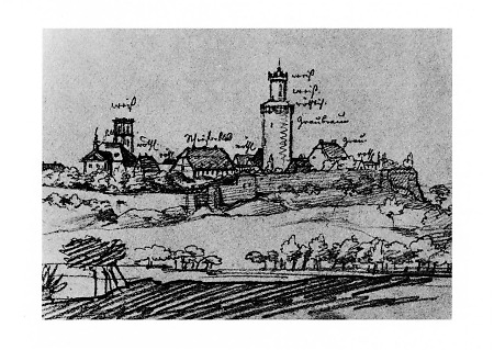 Ansicht der Burg Friedberg von Nordosten, 1825