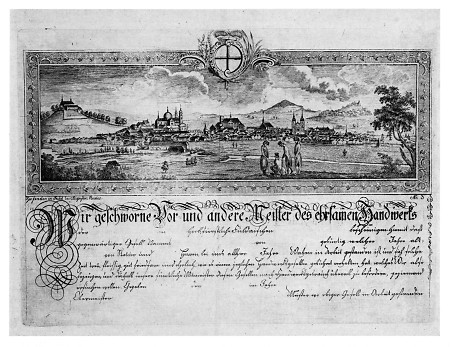 Südwestansicht Fuldas auf einer Handwerkskundschaft, um 1800