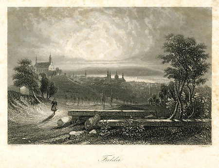 Nordansicht von Fulda mit Kloster Frauenberg, 1847