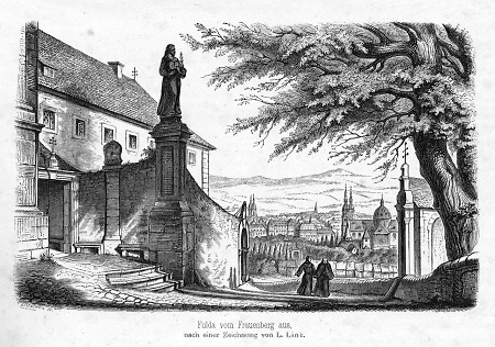 Blick auf Fulda vom Frauenberg aus, 1866