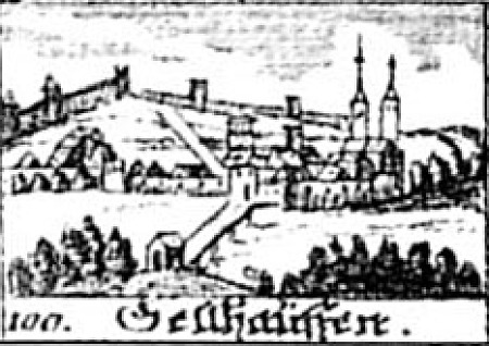 Miniaturansicht von Gelnhausen auf einem Flugblatt König Gustav Adolfs von Schweden, 1631/32