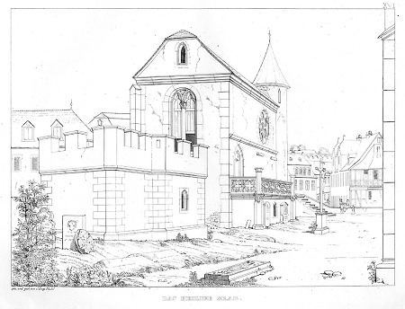 Ansicht der ehemaligen Heiliggrab-Kapelle und Michaelskapelle nördlich der Marienkirche, 1831