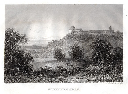 Ansicht vom Schiffenberg mit Kloster, um 1850
