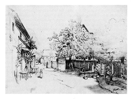 Teilansicht von Ginnheim, Mitte 19. Jahrhundert
