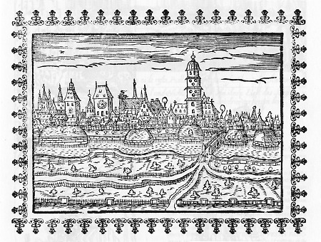 Ansicht der Stadt Hanau von Süden, 1595