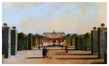 Gartenansicht des Schlosses Philippsruhe, 1776
