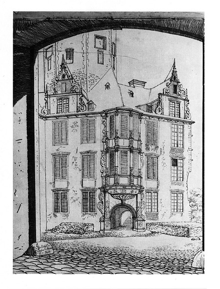 Ansicht des sogenannten Erkerbaus vom Eingang des alten Schlosses, 1829