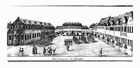 Ansicht des Paradeplatzes zu Hanau, um 1830