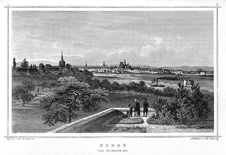 Ansicht von Hanau von Südwesten, 1850