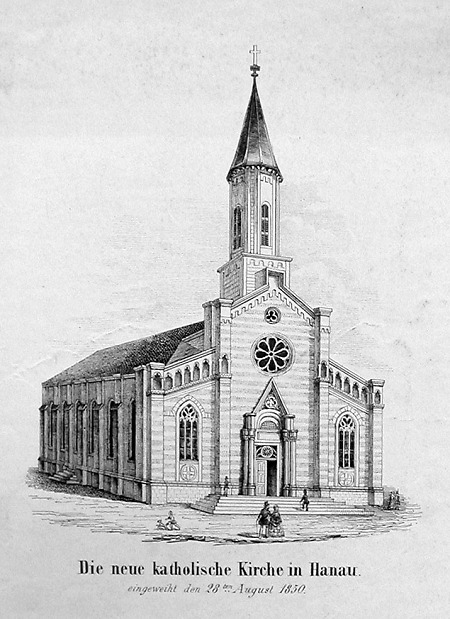 Ansicht der neuen Katholischen Kirche zu Hanau, nach 1850