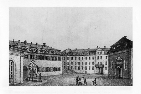 Blick von der Schlossstraße auf das Stadtschloss, um 1870