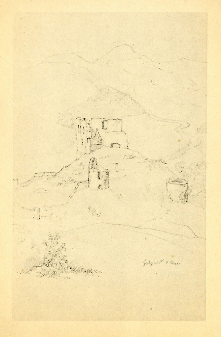 Ansicht der Burgruine Hatzfeld, 1826/27