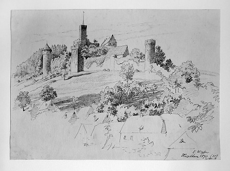 Ansicht von Hirschhorn mit Burg, 1870