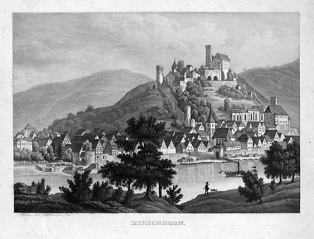 Ansicht von Hirschhorn, Mitte 19. Jahrhundert