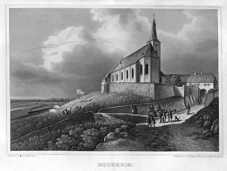 Ansicht von Hochheim mit Pfarrkirche St. Peter und Paul, 1847