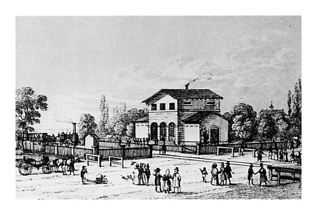 Ansicht des Bahnhofs zu Höchst, um 1850