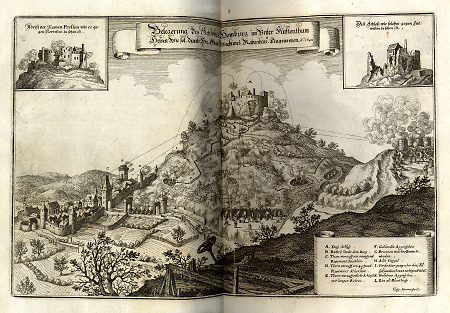 Ansicht des Stadt Homberg/Efze bei der Belagerung durch Generalwachtmeister Rabenhaupt vom 28. bis 30. Januar 1648, 1663
