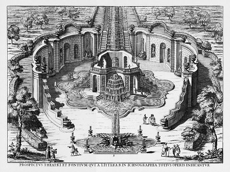 Ansicht des Theaters mit Brunnen, 1706