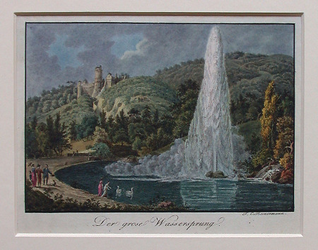 Ansicht der Fontäne im Bergpark Wilhelmshöhe, um 1800