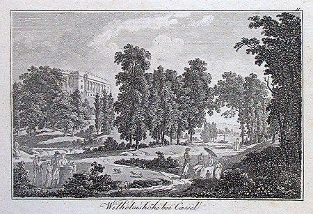 Teilansicht von Schloss und Park Wilhelmshöhe, 1815