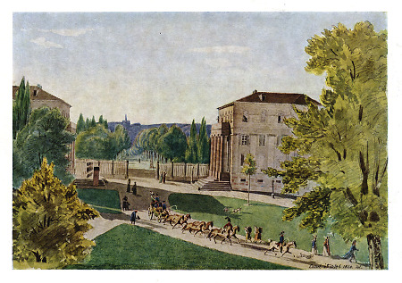 Ansicht des Wilhelmshöher Tors mit Blick in die Wilhelmshöher Allee, 1820