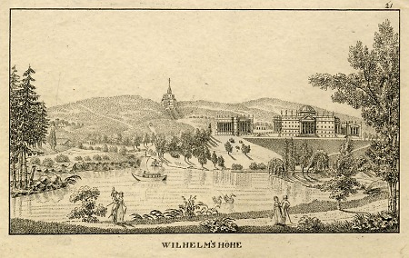 Blick auf Schloss Wilhelmshöhe mit Herkules, 1820