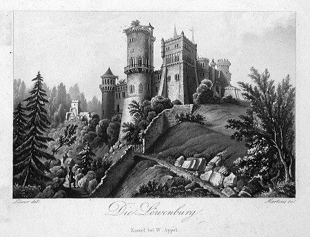 Ansicht der Löwenburg, um 1840
