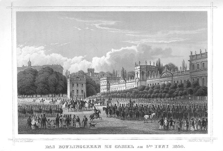 Parade vor dem Orangerie-Schloss Karlsaue, 1850