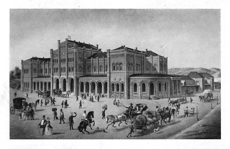 Ansicht des Kasseler Bahnhofsgebäudes, nach 1852