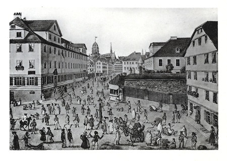 Ansicht des Holzmarktes von der Westseite, 1. Hälfte 19. Jahrhundert