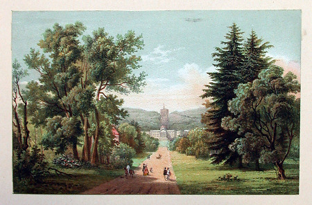 Ansicht des Park mit Hauptallee zum Schloss Wilhelmshöhe, 2. Hälfte 19. Jahrhundert