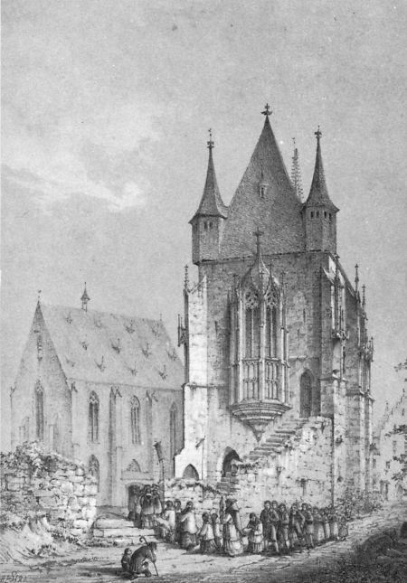 Ansicht der Michaelskapelle mit Prozession, 1841