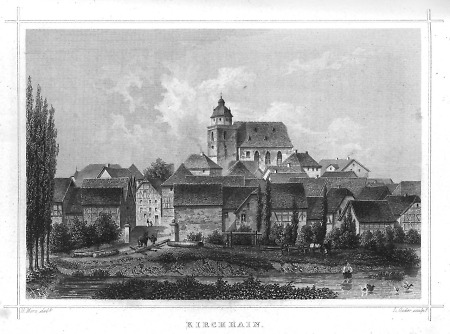 Teilansicht von Kirchhain, 1850